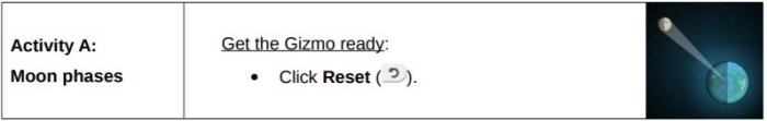 Phases of the moon gizmo answer key