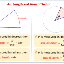 Area of sector and length of arc worksheet