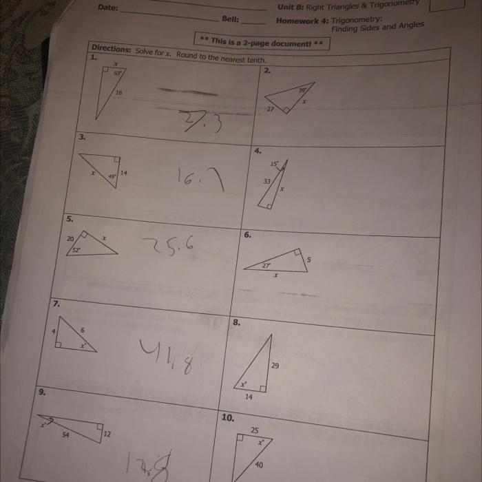 Unit 7 test right triangles and trigonometry