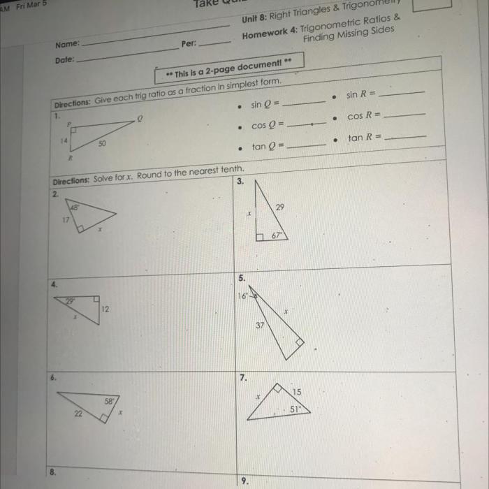 Unit 7 test right triangles and trigonometry