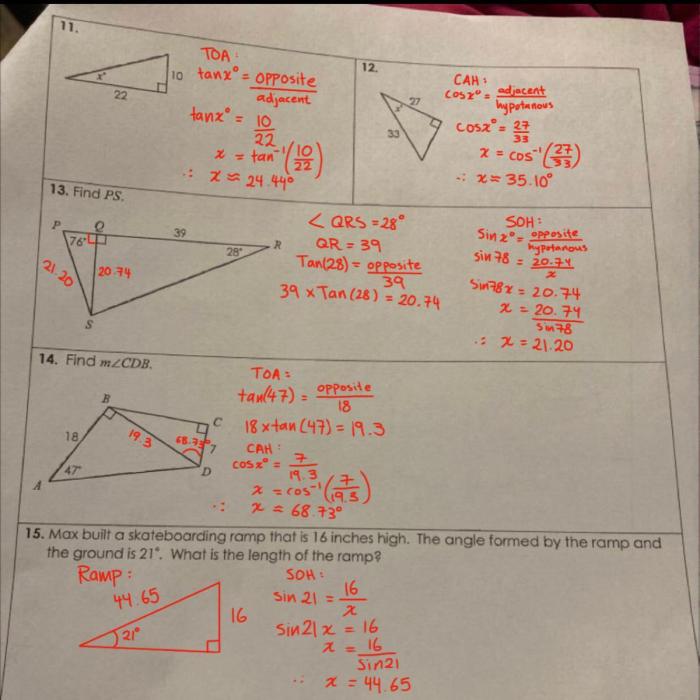 Unit 7 test right triangles and trigonometry