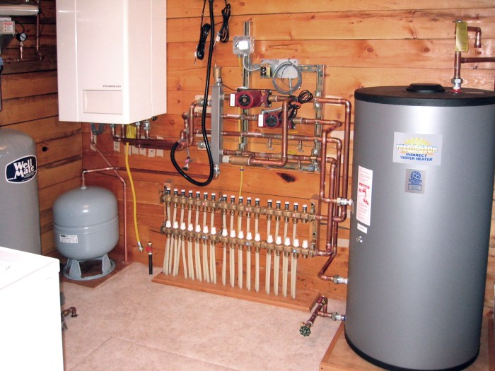 A hydronic system provides comfort heating by producing