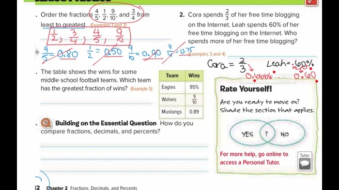 Course 1 chapter 2 fractions decimals and percents answer key